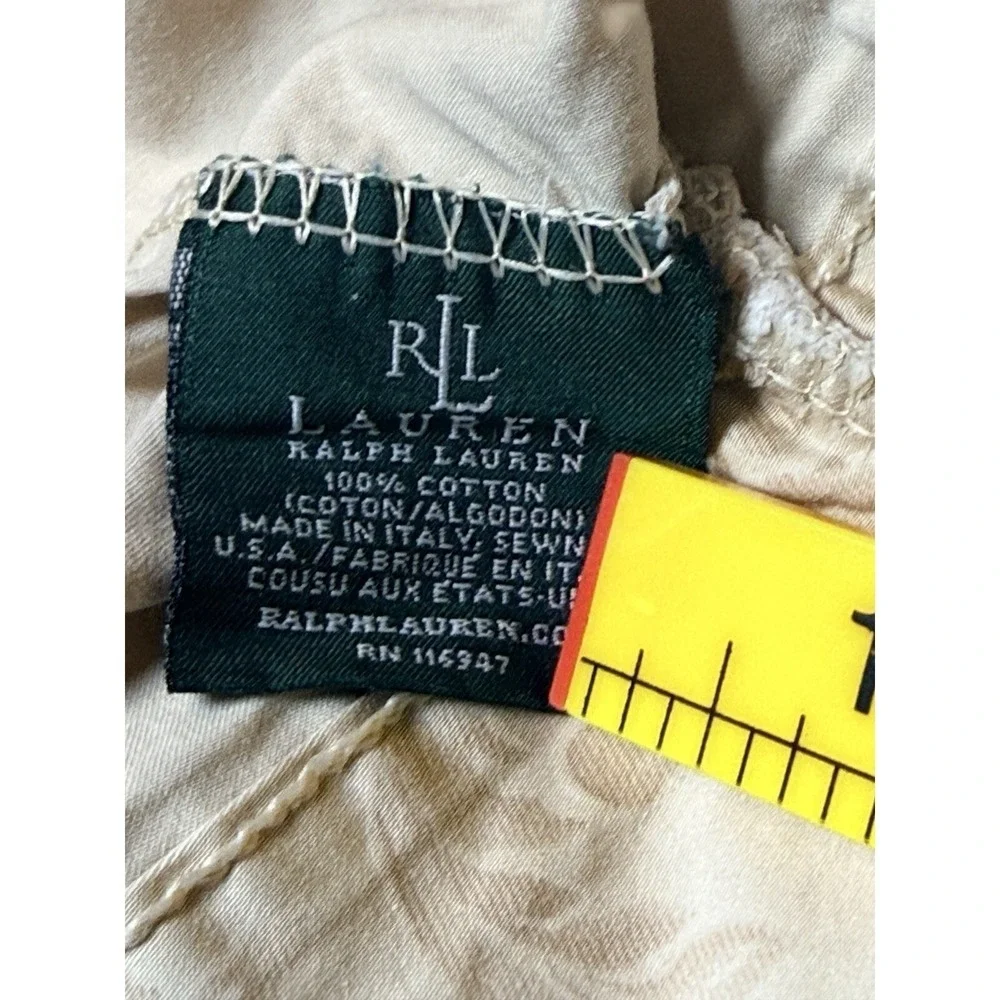 Ralph Lauren King Pillowcase Set 2 Cream Beige Damask Floral Cotton Italy Made